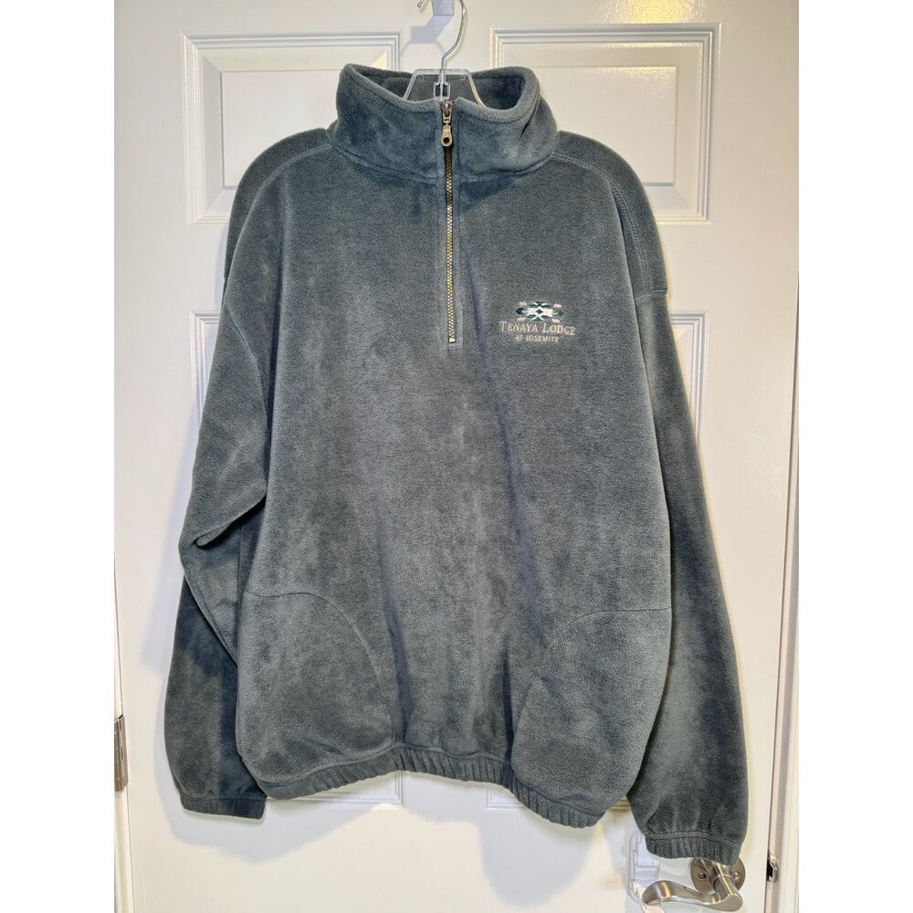 Sope Creek Tenaya Lodge Yosemite Fleece 1/4 Zip Pullover Green Mens L